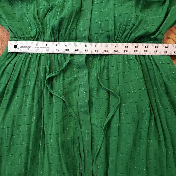 Anthropologie Womens Flared Dress Size M Green Tied Button Down Sleeved NEW - Picture 5 of 10